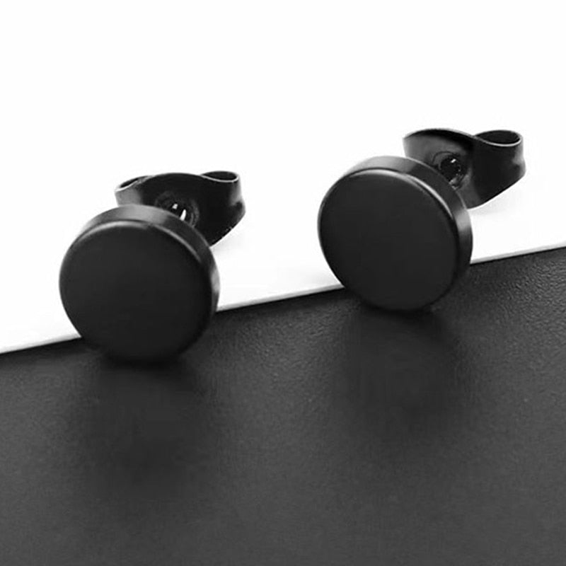 Black Stainless Steel Stud Earrings