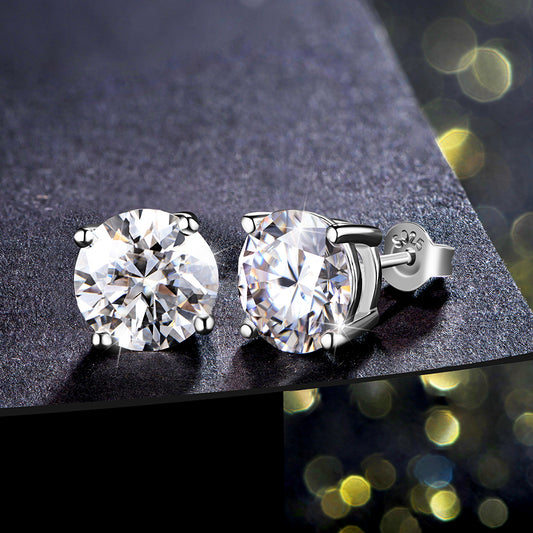 2 Carat 8.0mm D Color Moissanite Stud Earrings