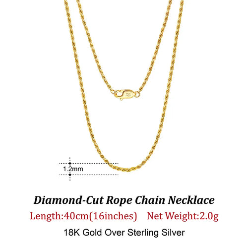 18K Gold Chain over Authentic 925 Sterling Silver