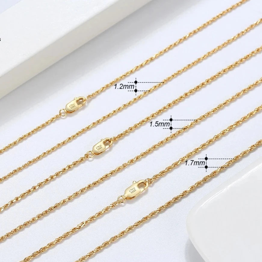 18K Gold Chain over Authentic 925 Sterling Silver