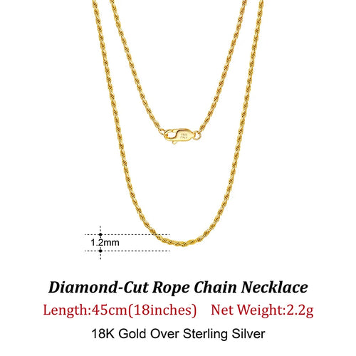 18K Gold Chain over Authentic 925 Sterling Silver