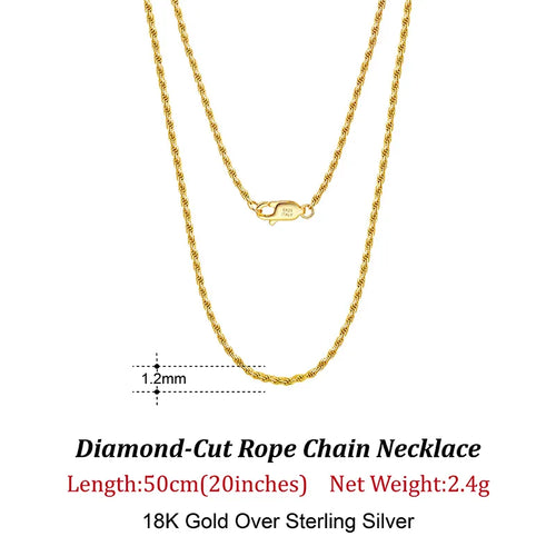 18K Gold Chain over Authentic 925 Sterling Silver