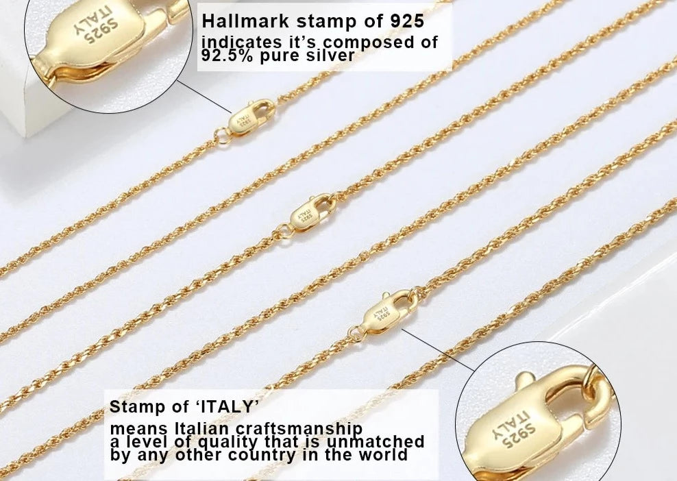 18K Gold Chain over Authentic 925 Sterling Silver