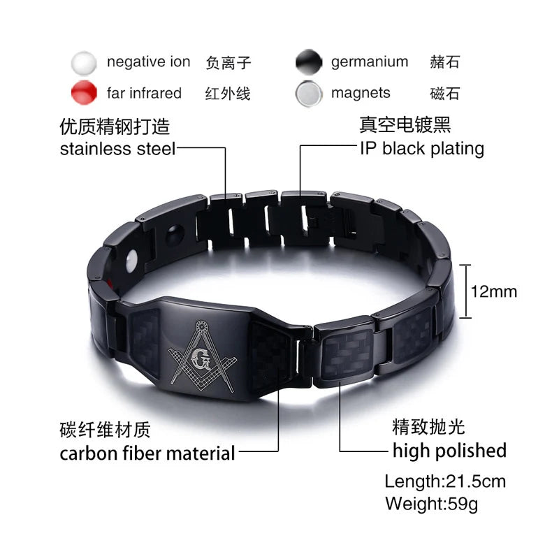 Titanium Steel Freemasonry Masonic Magnet Bracelet