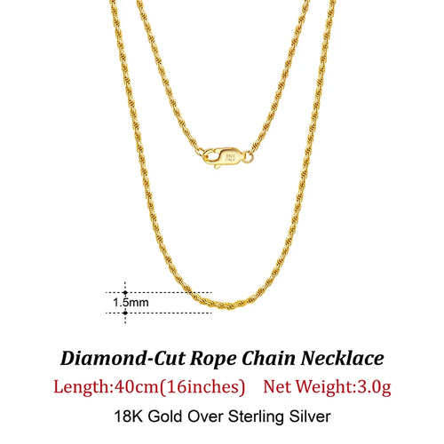 18K Gold Chain over Authentic 925 Sterling Silver