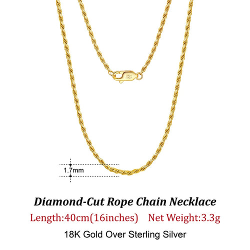 18K Gold Chain over Authentic 925 Sterling Silver