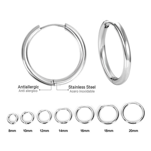 Stainless Steel Round Hoop Earrings