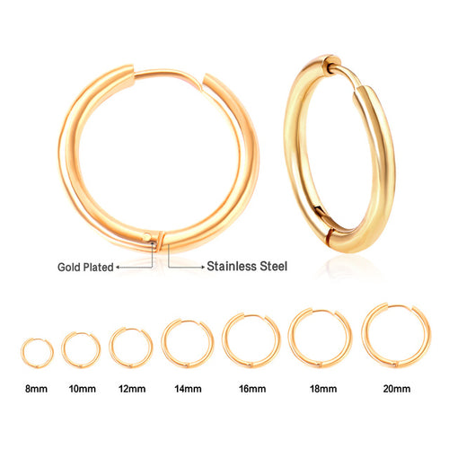Stainless Steel Round Hoop Earrings