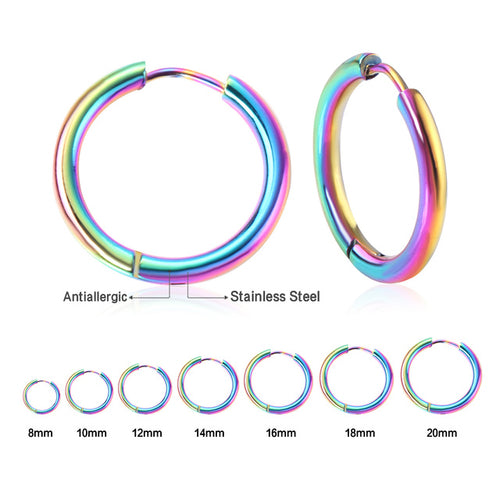 Stainless Steel Round Hoop Earrings