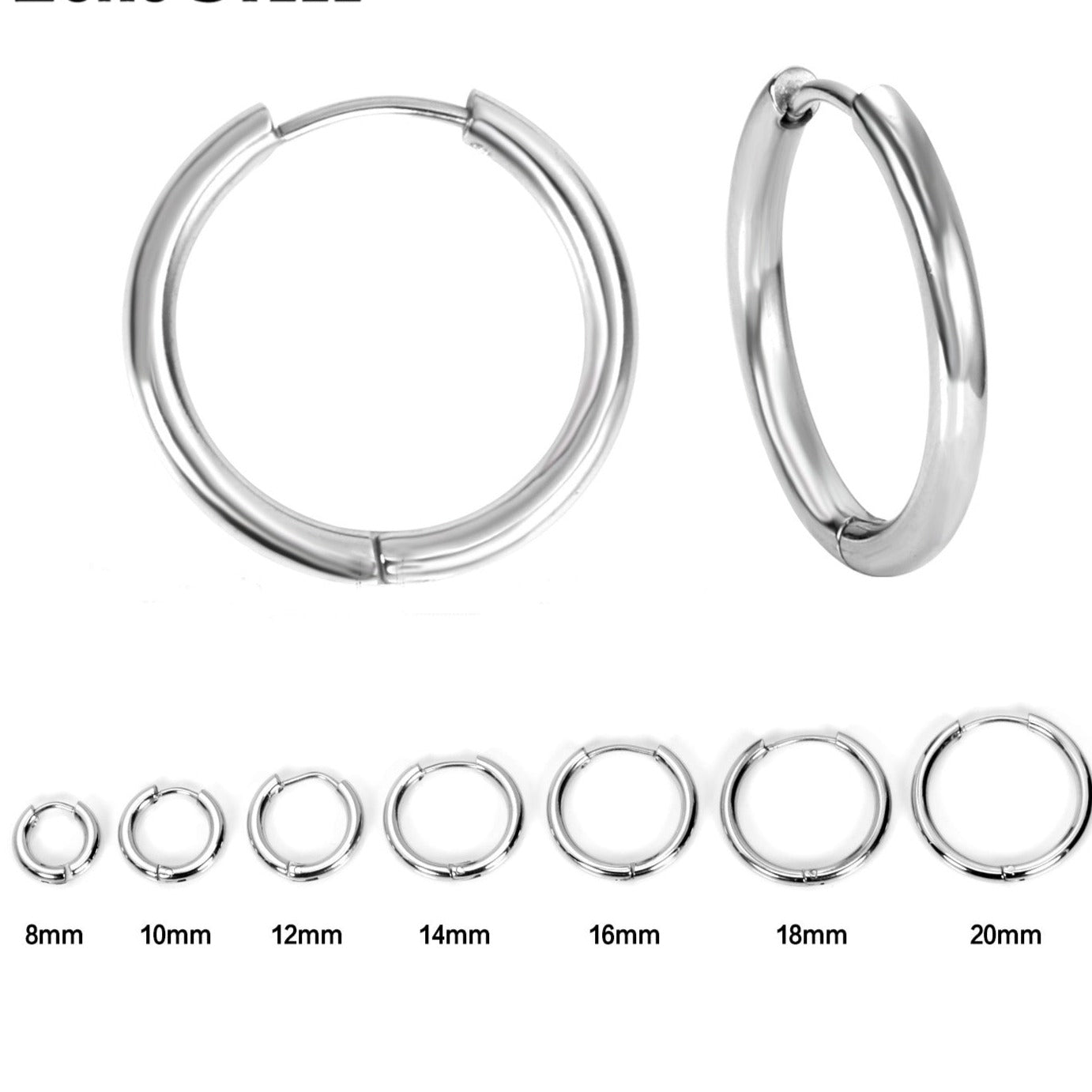 Stainless Steel Round Hoop Earrings