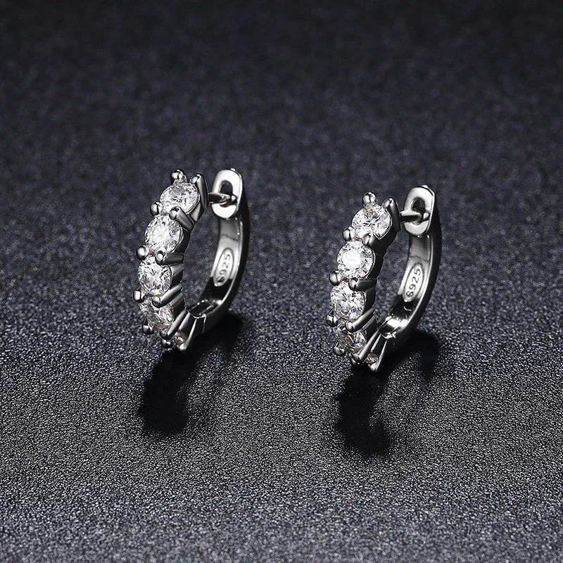 Moissanite Earrings 925 Sterling Sliver Plated