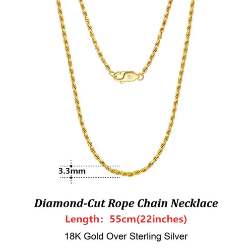 18K Gold Chain over Authentic 925 Sterling Silver
