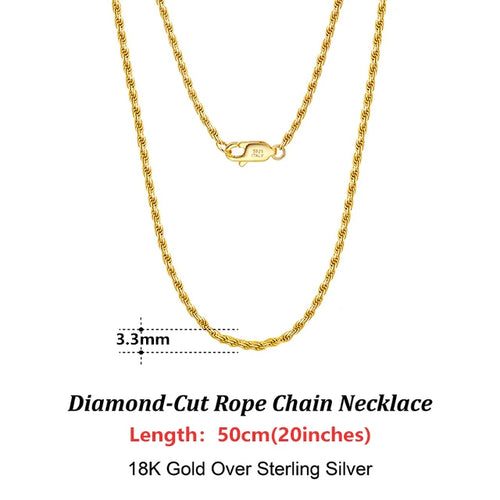 18K Gold Chain over Authentic 925 Sterling Silver
