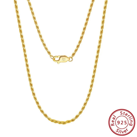18K Gold Chain over Authentic 925 Sterling Silver