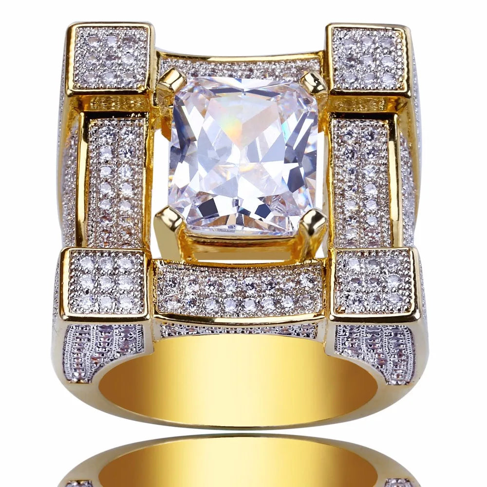 Cubic Zirconia Ice Out Gold Ring