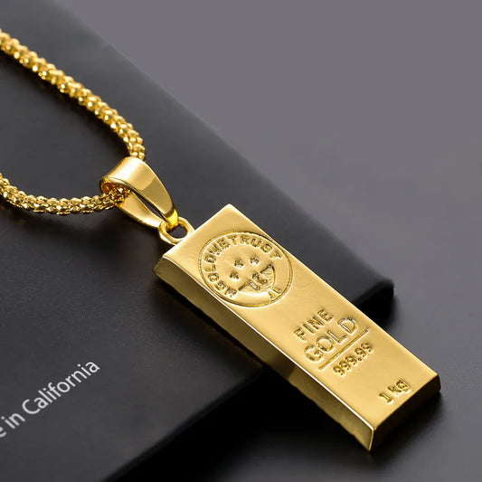 Gold Plated Gold Bar Pendant