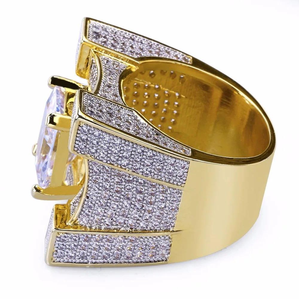 Cubic Zirconia Ice Out Gold Ring