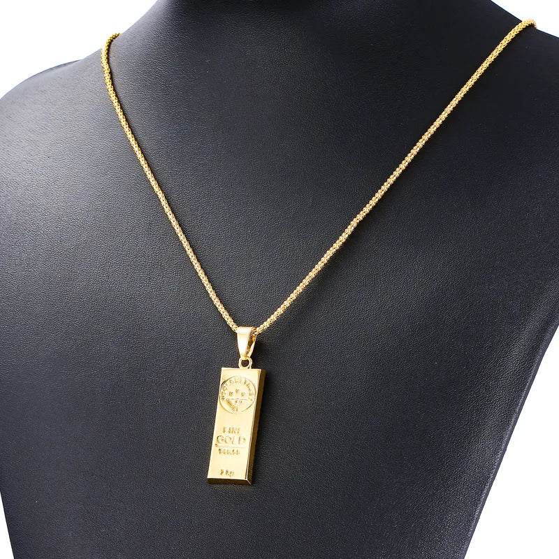 Gold Plated Gold Bar Pendant