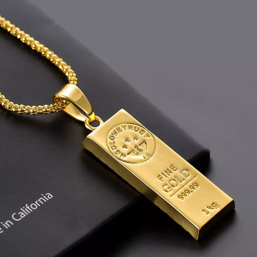 Gold Plated Gold Bar Pendant