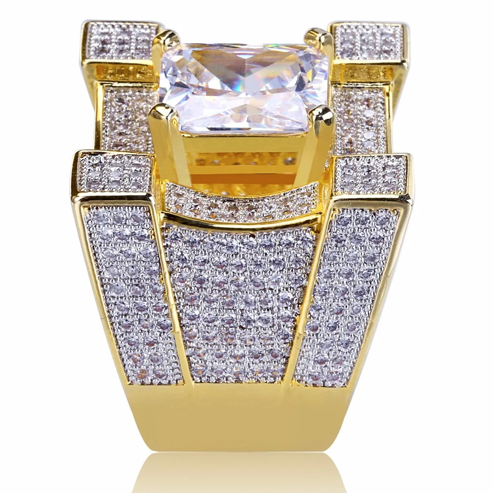 Cubic Zirconia Ice Out Gold Ring