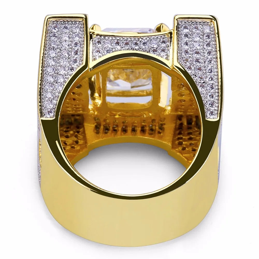 Cubic Zirconia Ice Out Gold Ring