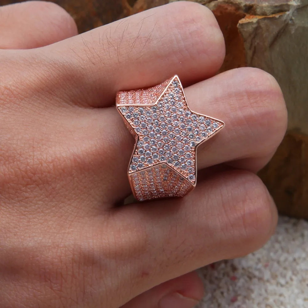 Ice Out Bling Star Rings