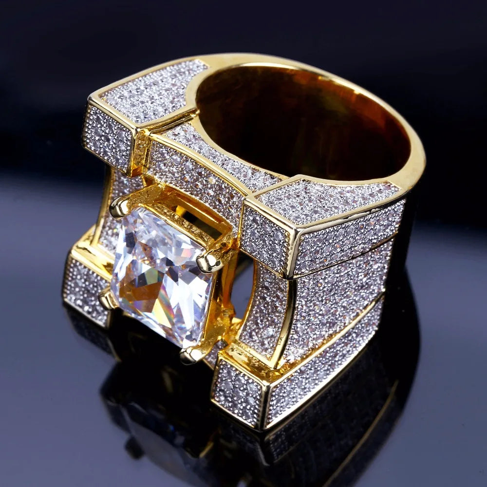 Cubic Zirconia Ice Out Gold Ring