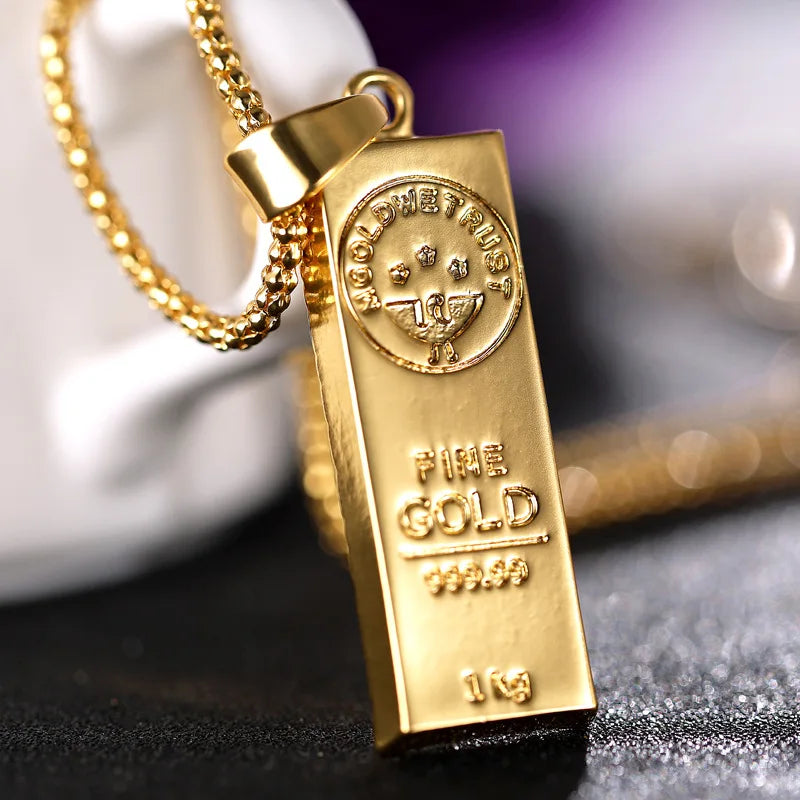 Gold Plated Gold Bar Pendant