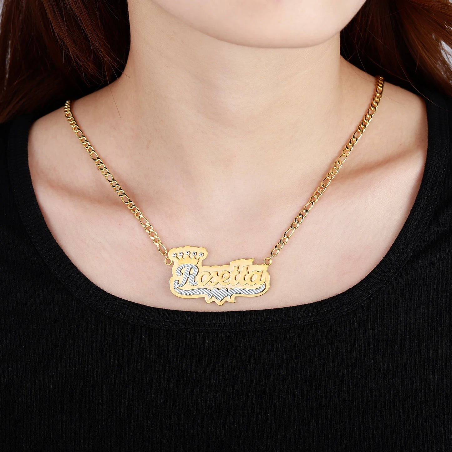 Custom Two-Tone Double Layer Personalized Necklace