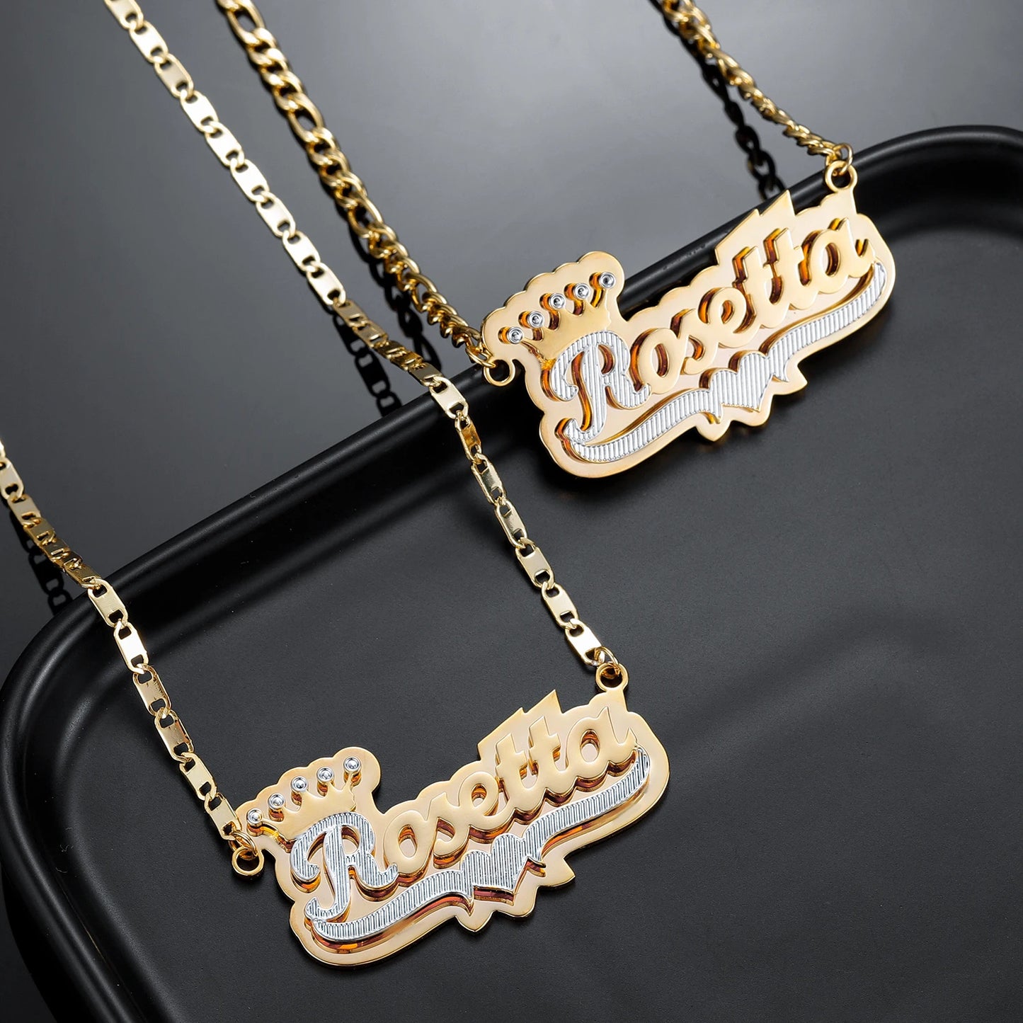 Custom Two-Tone Double Layer Personalized Necklace