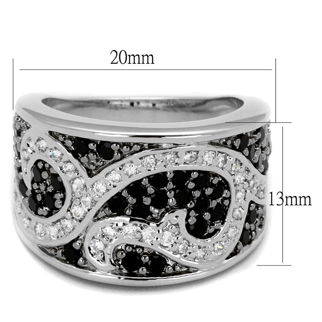 Black Rhodium + Ruthenium Brass Ring with AAA Grade CZ