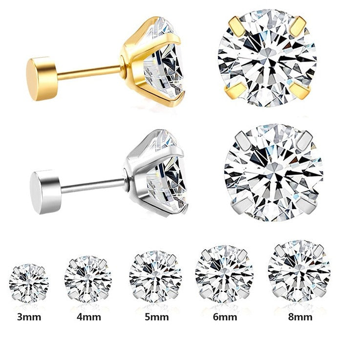 Stainless Steel Crystal Stud Earrings