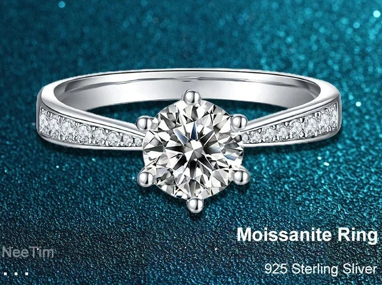 Real 3 Carat Moissanite Ring 925 Sterling