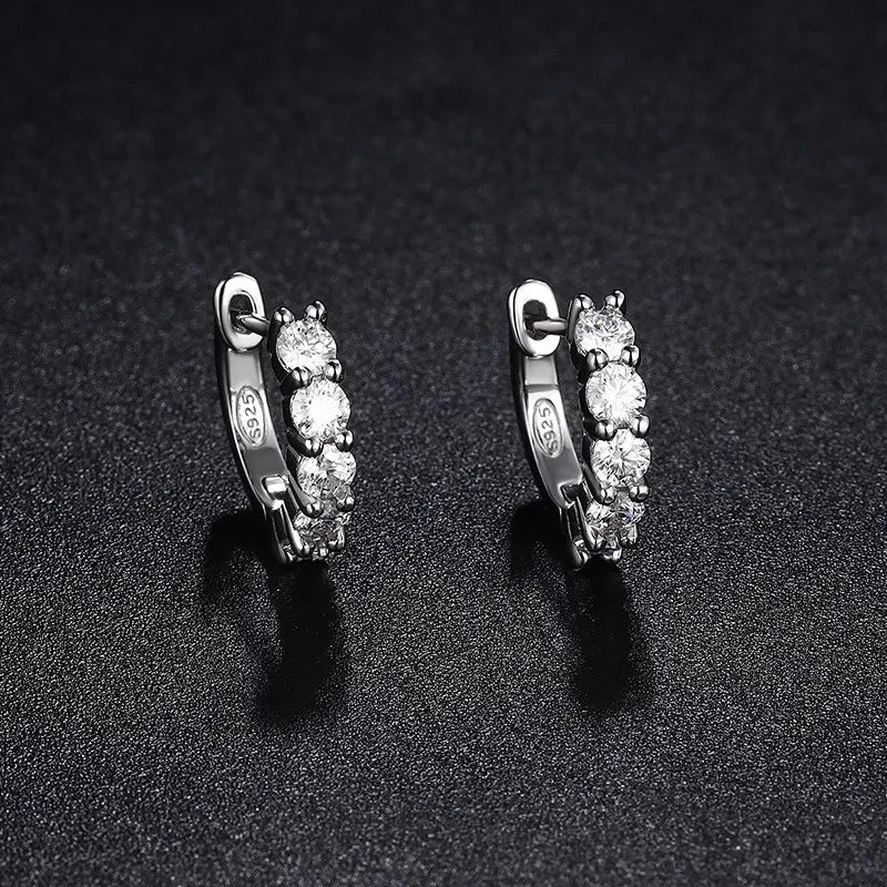 Moissanite Earrings 925 Sterling Sliver Plated