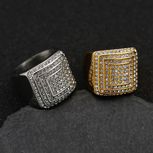 Stainless Steel Arc Square Finger Ring