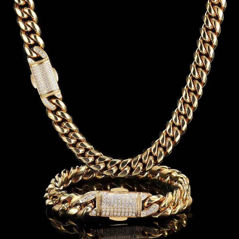 18k Gold Plated Stainless Steel  Luxury Cuban Bracelet