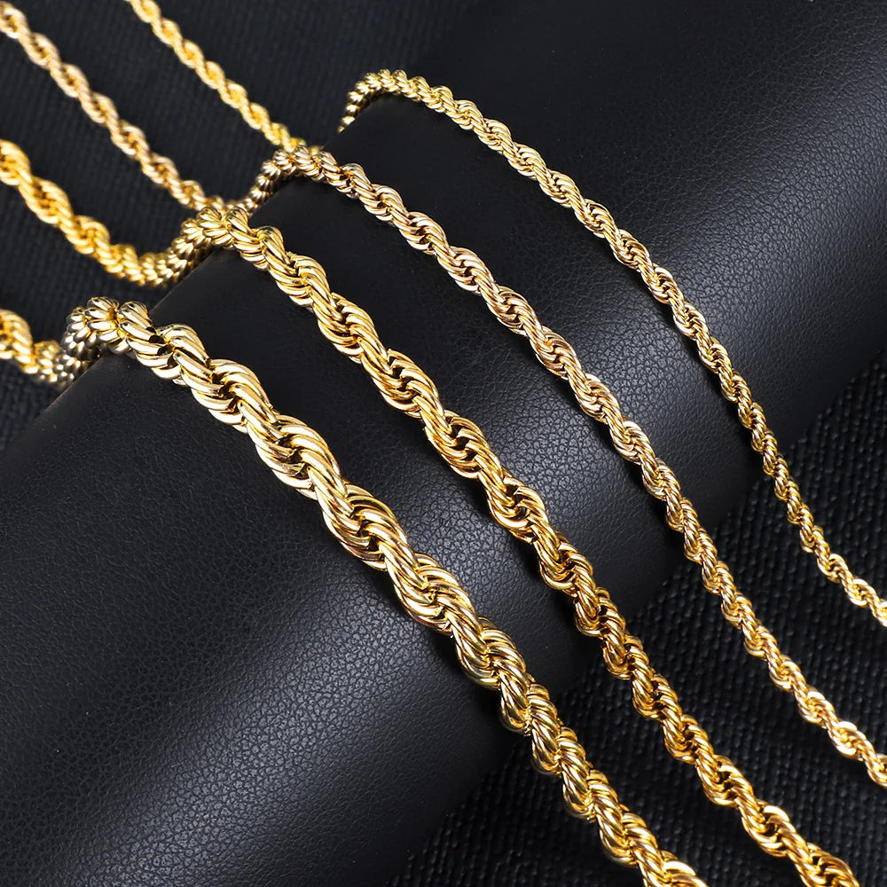 2/3/4/5mm Rope Chain Necklace Stainless Steel