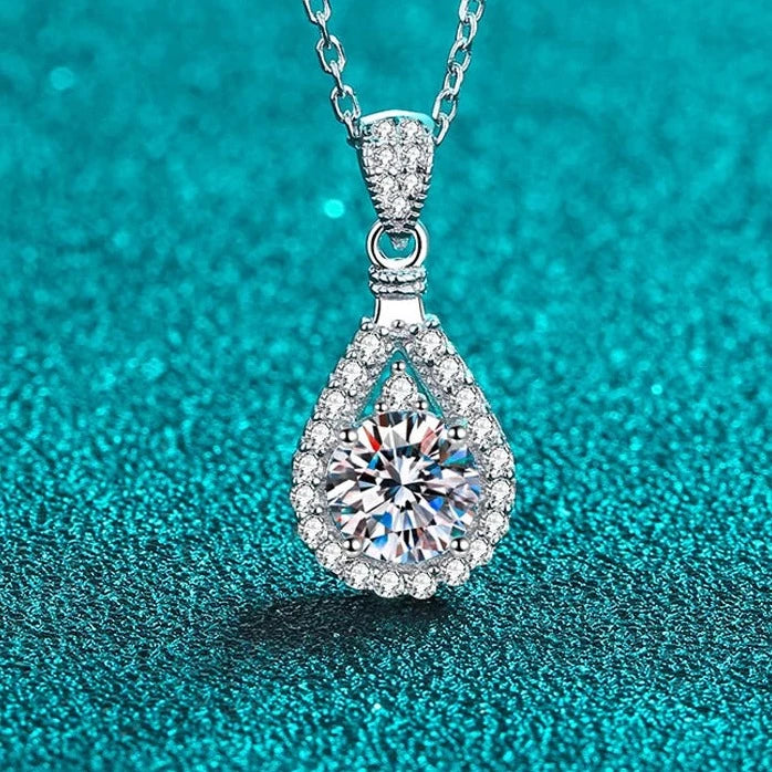 Real Round Cut Moissanite Diamond Necklace