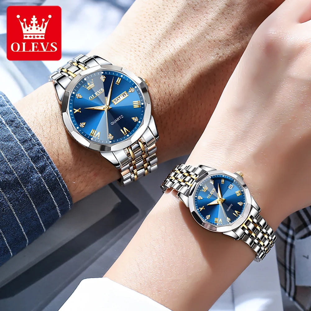 OLEVS Couple Watches Rhombus Mirror Luxury