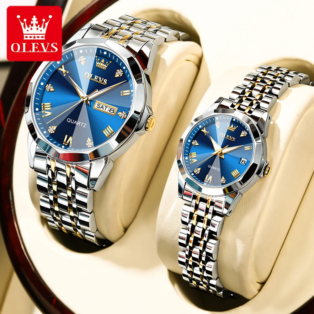 OLEVS Couple Watches Rhombus Mirror Luxury