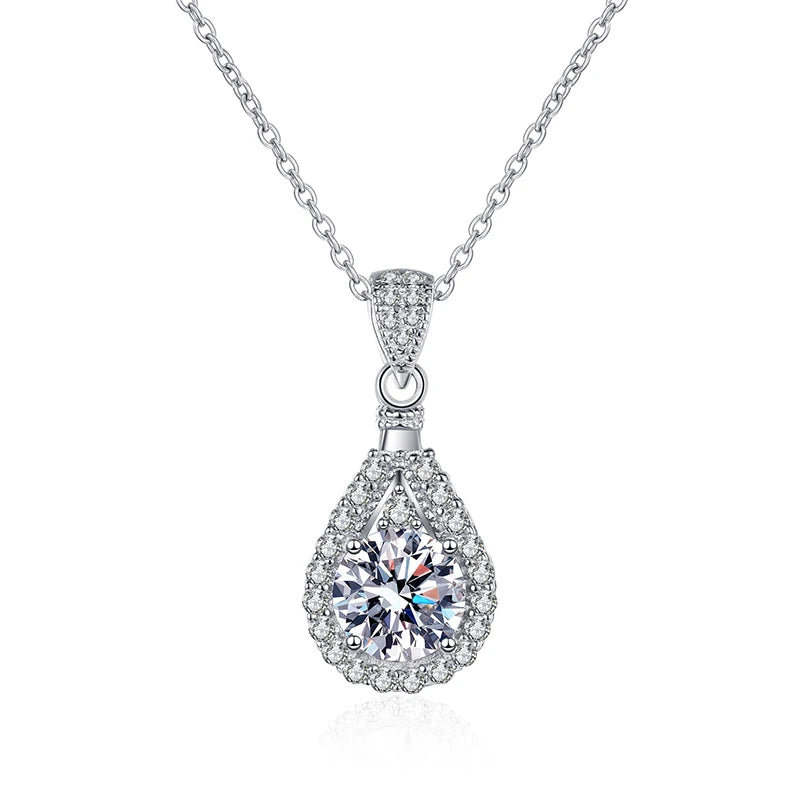 Real Round Cut Moissanite Diamond Necklace