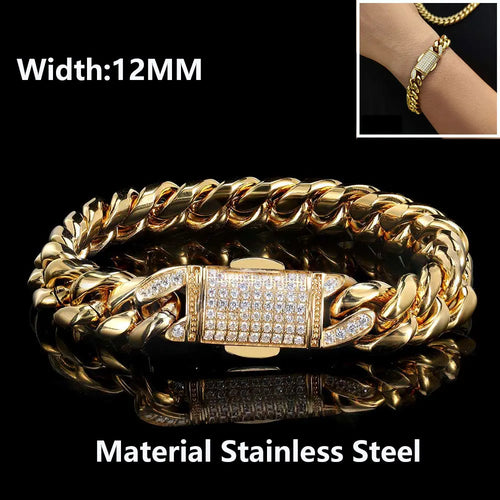 18k Gold Plated Stainless Steel  Luxury Cuban Bracelet