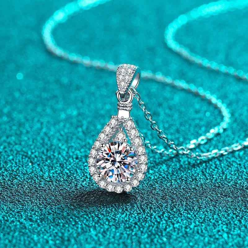 Real Round Cut Moissanite Diamond Necklace