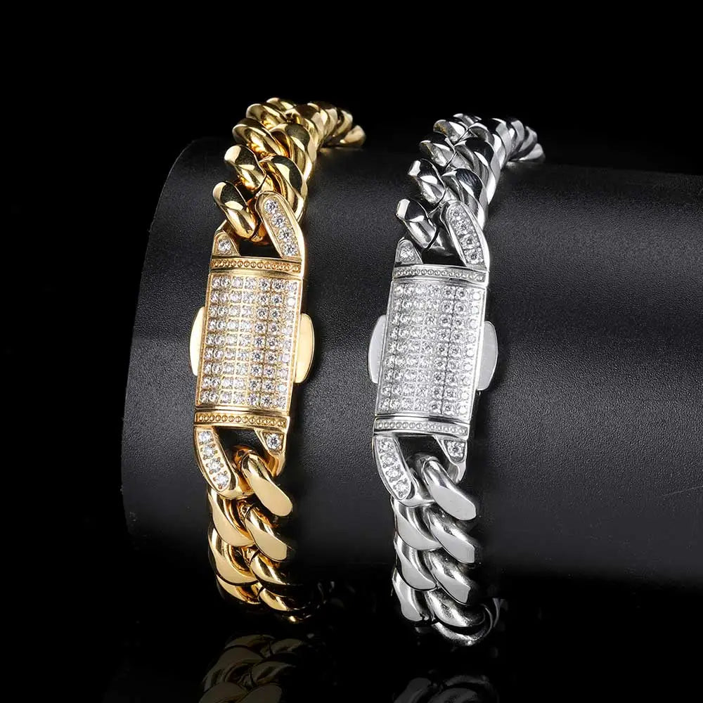 18k Gold Plated Stainless Steel  Luxury Cuban Bracelet