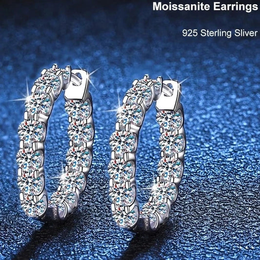 Moissanite Hoop Earring 925 Sterling Silver