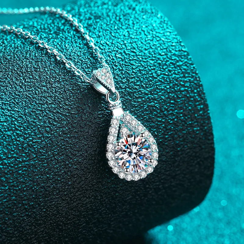 Real Round Cut Moissanite Diamond Necklace