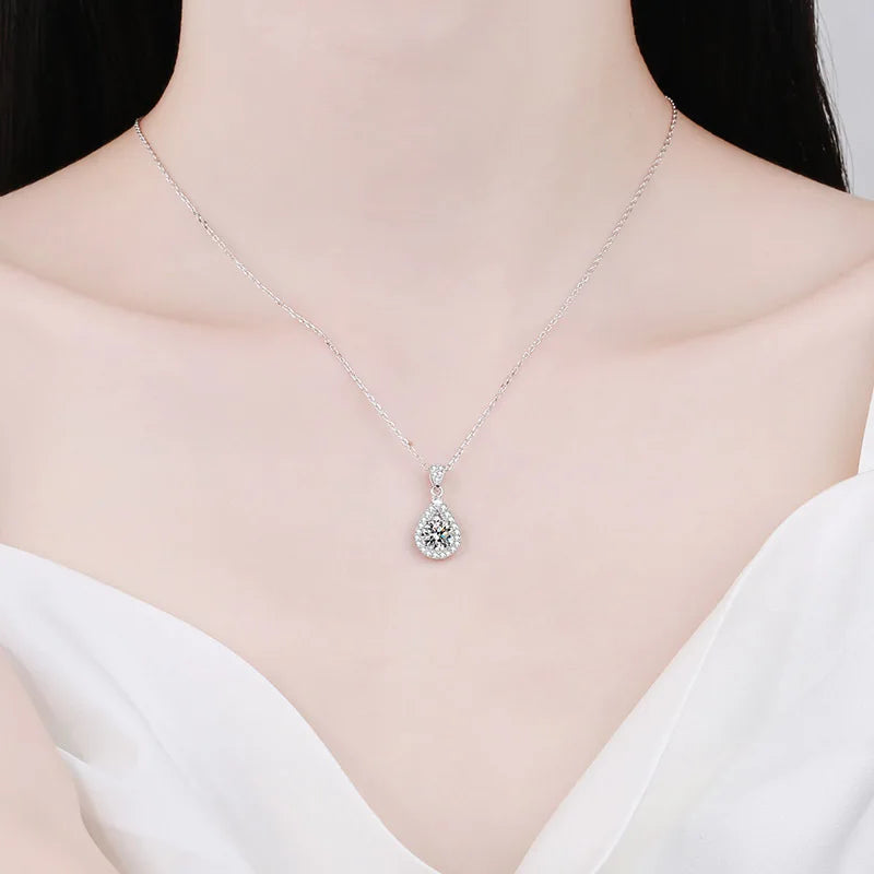 Real Round Cut Moissanite Diamond Necklace