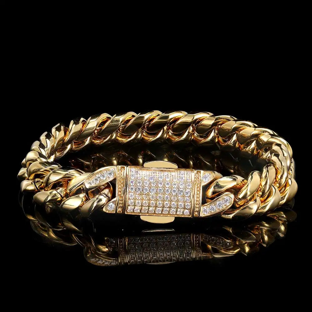 18k Gold Plated Stainless Steel  Luxury Cuban Bracelet