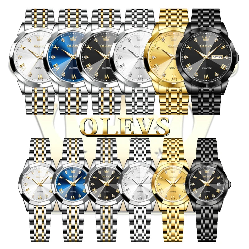 OLEVS Couple Watches Rhombus Mirror Luxury