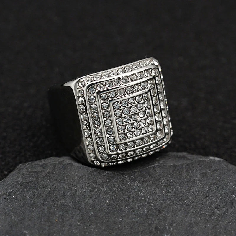 Stainless Steel Arc Square Finger Ring